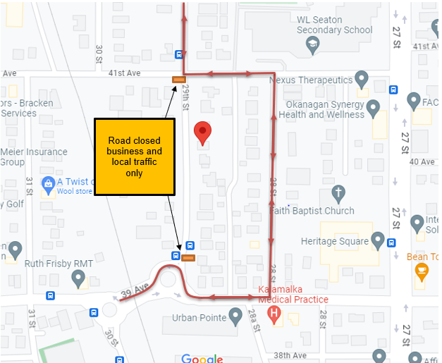 Detour on 29th Street, Vernon, BC