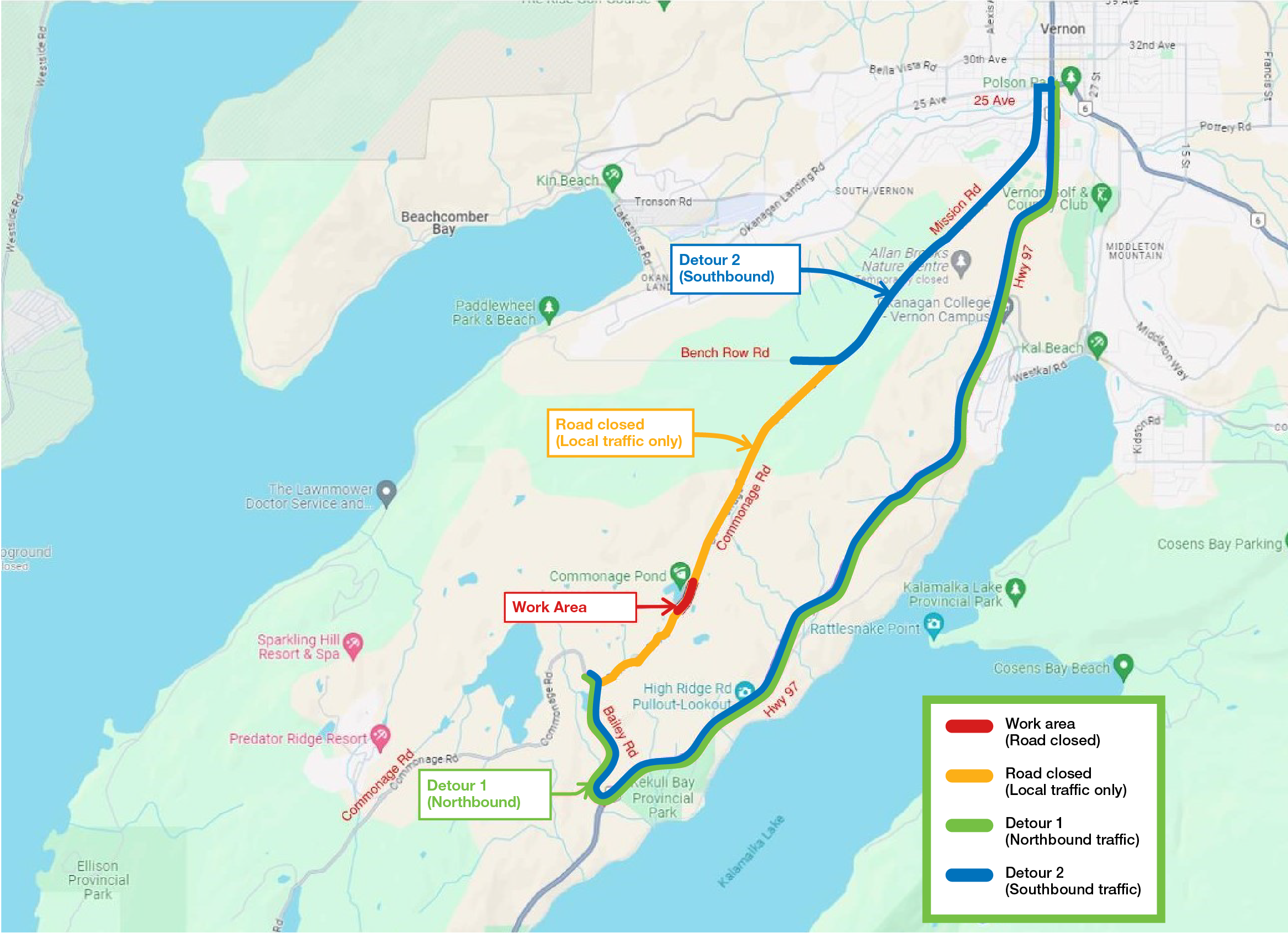 Map of Commonage Road construction