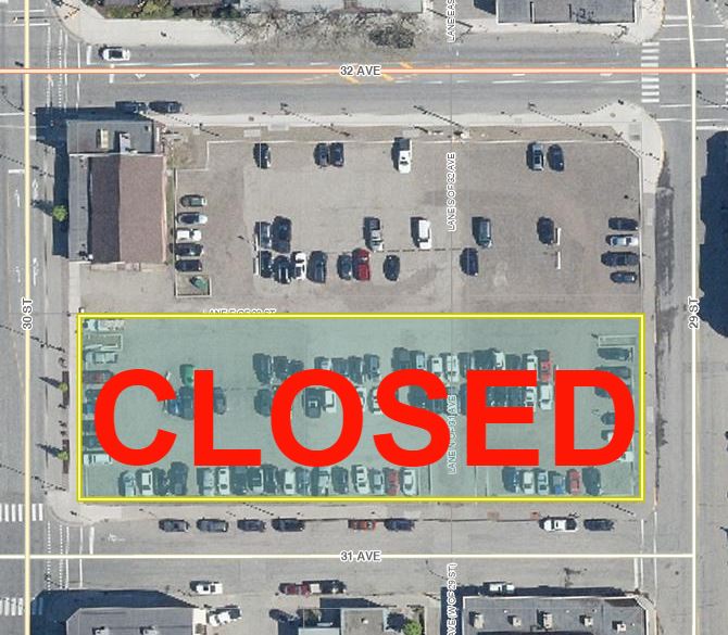 31st Street Parking Lot closure