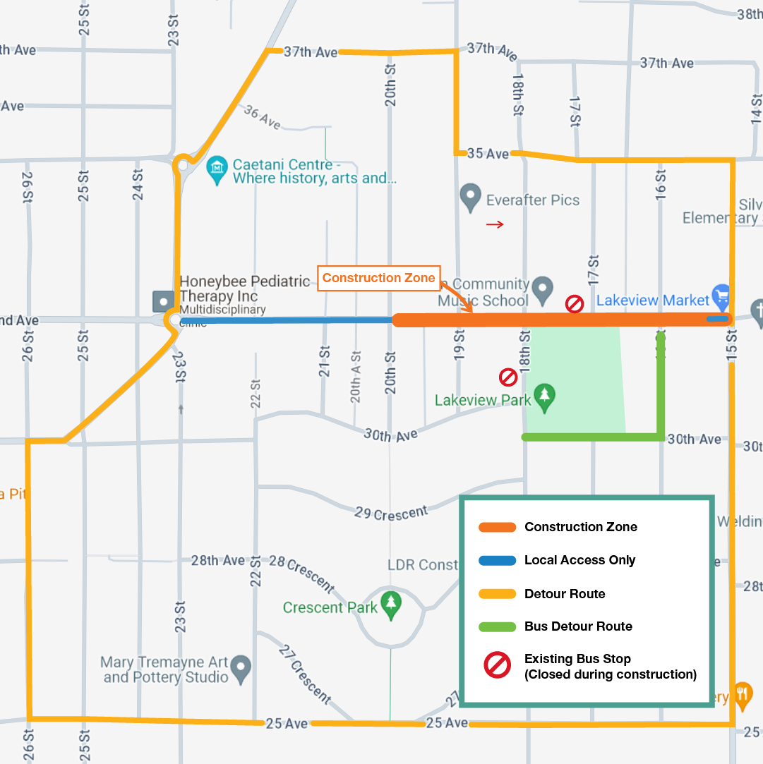map of 32nd road construction detours