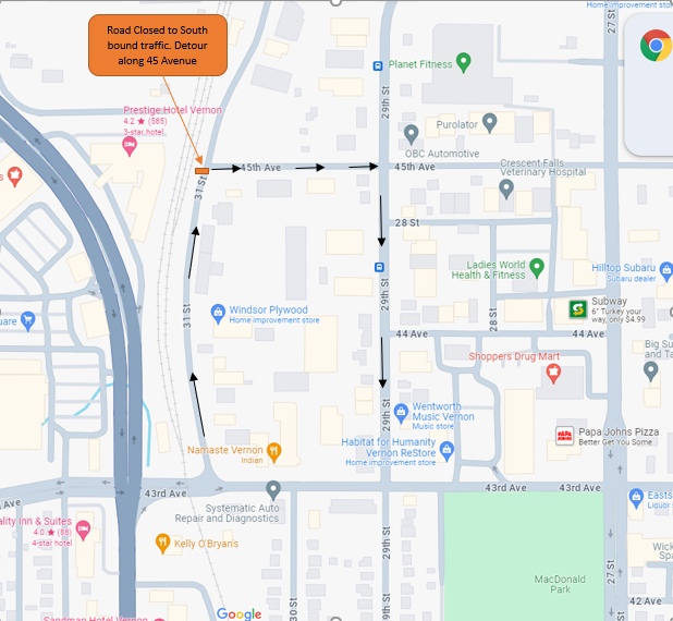 Detour map for 31st infrastructure repairs