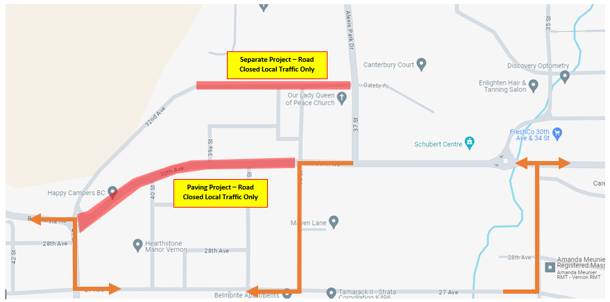Map of 30 Avenue detour