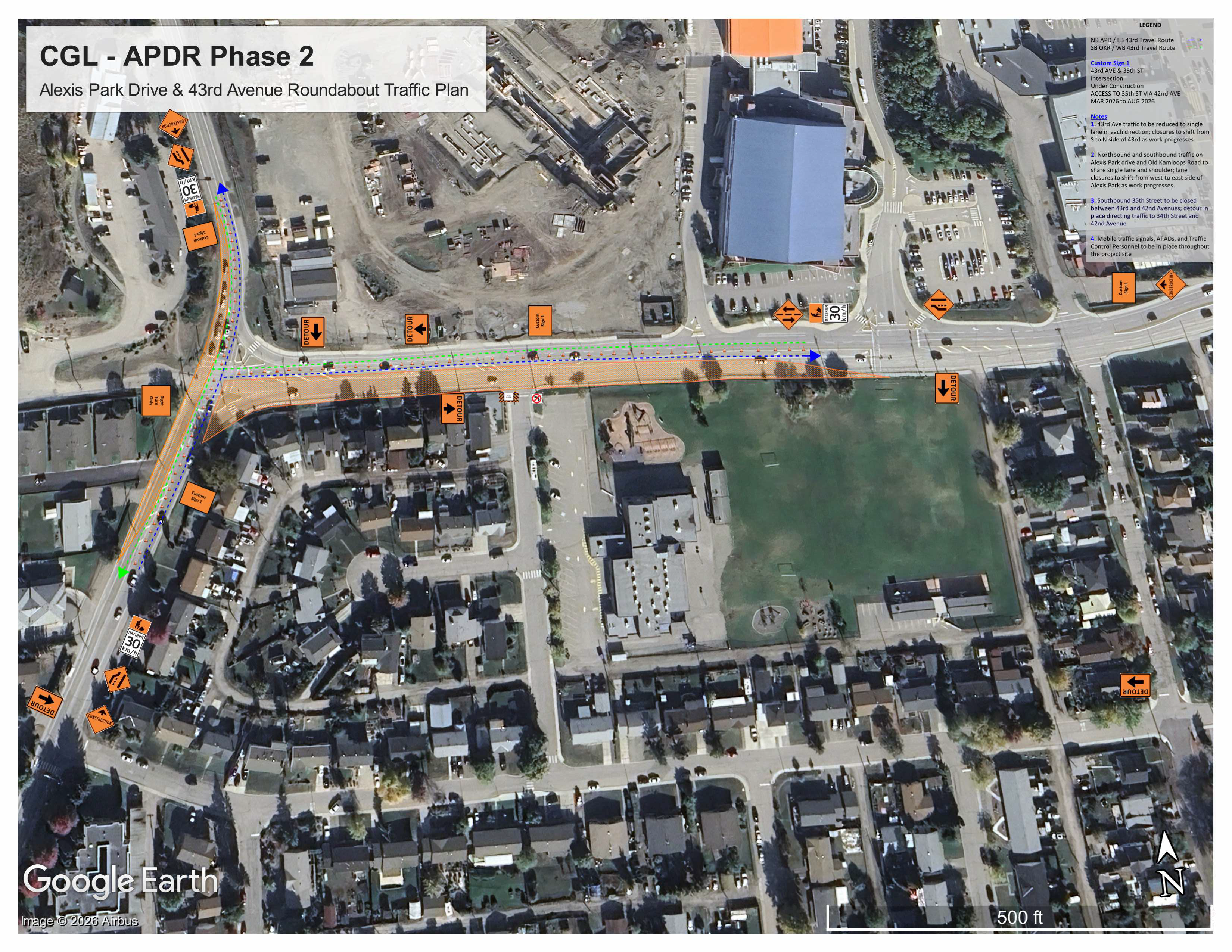 43 Ave Corridor Improvement Project Detour Map