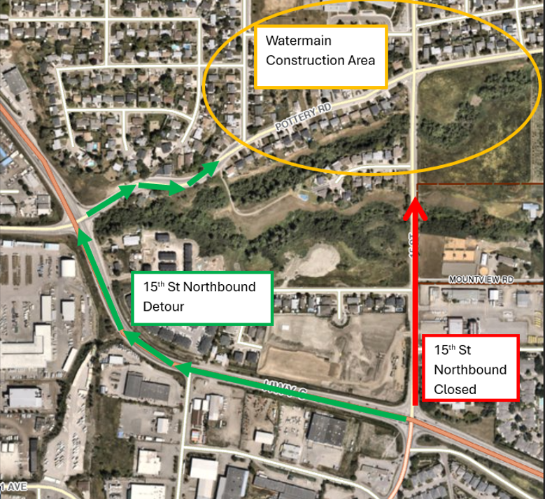 15th Street construction detour map