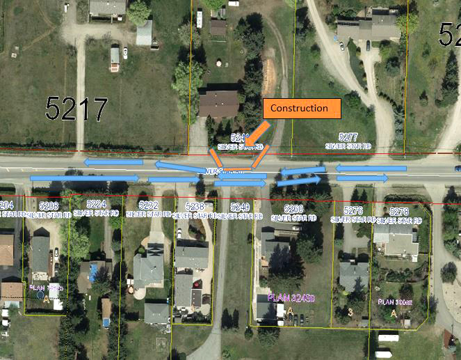 Single-lane alternating traffic on Silver Star Road 