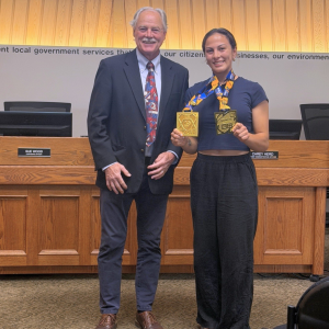 Vernon Mayor and Council recognize local athlete Lillian Marchand.