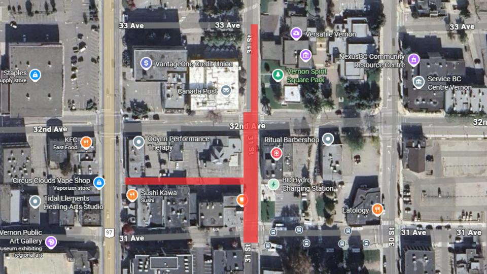 Detour map of 31 St construction 