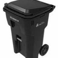 Black city garbage bin