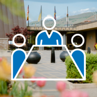 Image of City Hall with council meeting icon overlayed